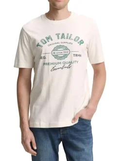 T-shirt en coton blanc avec un imprimé fantaisie et un col rond