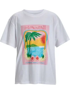 T-shirt en coton blanc avec un imprimé une coupe droite et un col rond