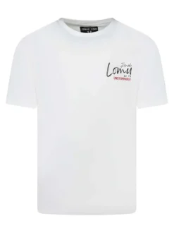 T-shirt en coton blanc avec un imprimé une coupe droite et un col rond
