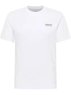 T-shirt en coton blanc avec un motif fantaisie et des manches courtes