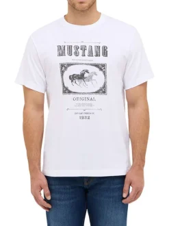 T-shirt en coton blanc avec un motif fantaisie à l'avant et un col rond