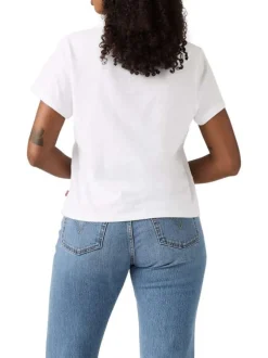 T-shirt en coton blanc à coupe ajustée pourvu de manches courtes