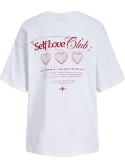 T-shirt en coton blanc à coupe droite orné d'un imprimé dans le dos