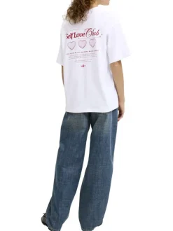 T-shirt en coton blanc à coupe droite orné d'un imprimé dans le dos