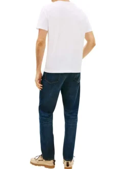 T-shirt en coton blanc à coupe droite pourvu de manches courtes