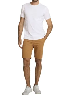 T-shirt en coton blanc à coupe droite pourvu d'un col rond texturé