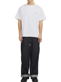 T-shirt en coton blanc à coupe large avec boutique imprimée au dos et col rond