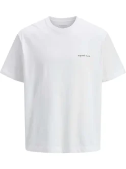 T-shirt en coton blanc à coupe large avec col rond et cheval imprimé au dos
