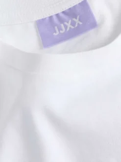 T-shirt en coton blanc imprimé au dos à coupe oversize et col rond