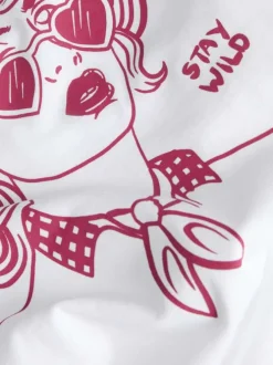 T-shirt en coton blanc imprimé au dos à coupe oversize et col rond