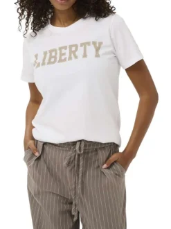 T-shirt en coton blanc imprimé avec un col rond et des manches courtes