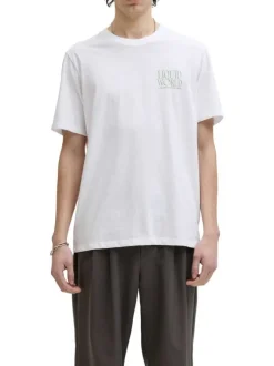 T-shirt en coton blanc imprimé avec un col rond et des manches courtes