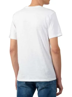T-shirt en coton blanc imprimé avec une coupe droite et un col rond
