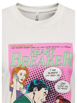 T-shirt en coton blanc imprimé avec une coupe droite et un col rond