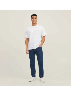 T-shirt en coton blanc imprimé avec une coupe droite et un col rond