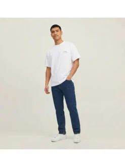 T-shirt en coton blanc imprimé avec une coupe droite et un col rond