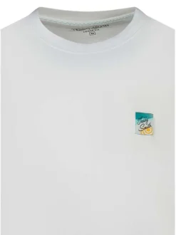 T-shirt en coton blanc à imprimé avec une coupe droite et un col rond