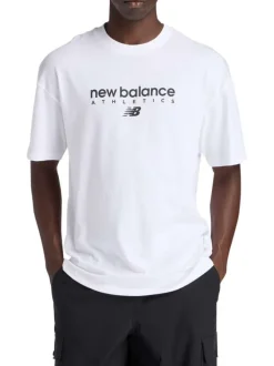 T-shirt en coton blanc à imprimé avec une coupe droite et un col rond