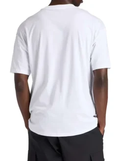 T-shirt en coton blanc à imprimé avec une coupe droite et un col rond