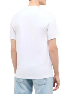 T-shirt en coton blanc à imprimé avec une coupe droite et un col rond