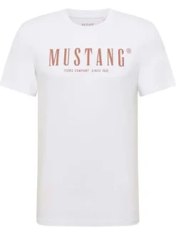 T-shirt en coton blanc à imprimé avec une coupe droite et un col rond