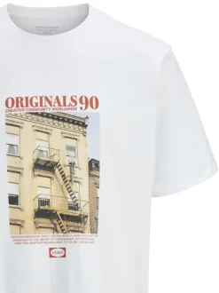 T-shirt en coton blanc imprimé New York à coupe loose avec col rond