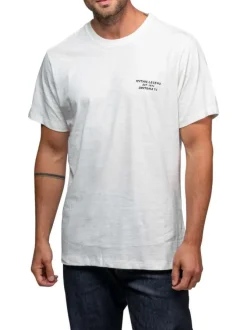 T-shirt en coton blanc imprimé pourvu d'un col rond et de manches courtes