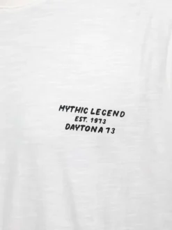 T-shirt en coton blanc imprimé pourvu d'un col rond et de manches courtes