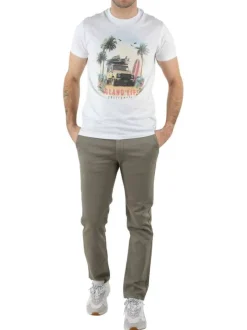 T-shirt en coton blanc imprimé 4x4 à coupe droite et col rond