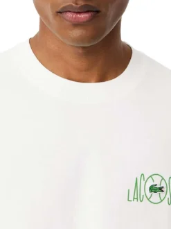 T-shirt en coton blanc pourvu d'une coupe droite et d'un col rond