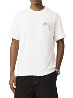 T-shirt en coton blanc pourvu d'une coupe droite et d'un col rond