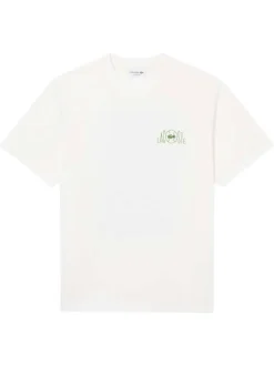 T-shirt en coton blanc pourvu d'une coupe droite et d'un col rond