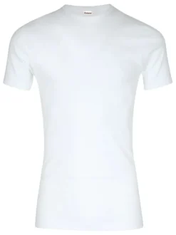 T-shirt en coton blanc uni avec coupe près du corps et un col rond
