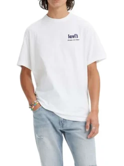 T-shirt en coton blanc uni avec dessin abstrait imprimé dans le dos