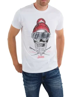 T-shirt en coton blanc uni avec dessin inscrit en gros sur la poitrine