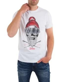 T-shirt en coton blanc uni avec dessin inscrit en gros sur la poitrine