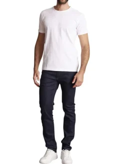 T-shirt en coton blanc uni avec le logo imprimé ton sur ton et un col rond