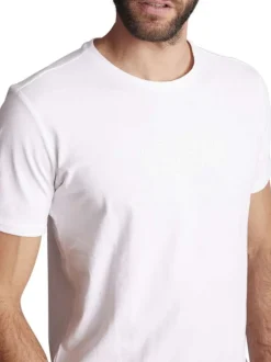 T-shirt en coton blanc uni avec le logo imprimé ton sur ton et un col rond