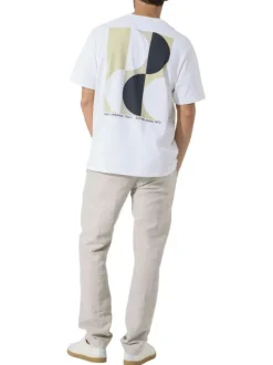 T-shirt en coton blanc uni avec logo imprimé et une coupe droite