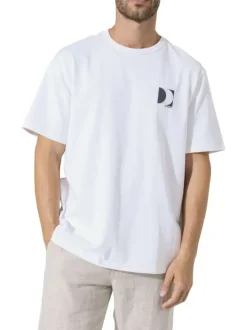 T-shirt en coton blanc uni avec logo imprimé et une coupe droite