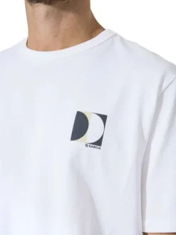 T-shirt en coton blanc uni avec logo imprimé et une coupe droite