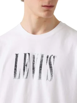T-shirt en coton blanc uni avec logo imprimé et une coupe droite