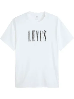T-shirt en coton blanc uni avec logo imprimé et une coupe droite