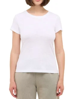 T-shirt en coton blanc uni avec un col rond et des manches courtes