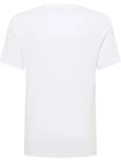 T-shirt en coton blanc uni avec un col rond et des manches courtes