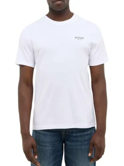T-shirt en coton blanc uni avec un col rond et des manches courtes
