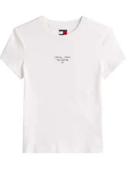 T-shirt en coton blanc uni avec un col rond et une coupe droite