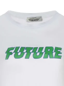 T-shirt en coton blanc uni avec un col rond et une coupe droite
