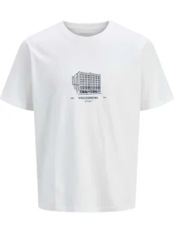 T-shirt en coton blanc uni avec un col rond et une coupe droite