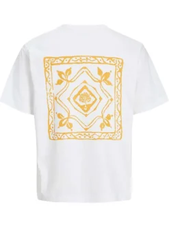 T-shirt en coton blanc uni avec une coupe droite à col rond